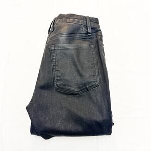 Good American Good Legs Curvy Flare Black Coated Denim Jeans SIze 4 / 27